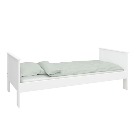Albia Wooden Single Bed In White
