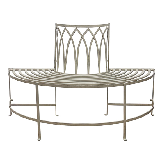 Albion Outdoor Metal Tree Seating Bench In Distressed White_2