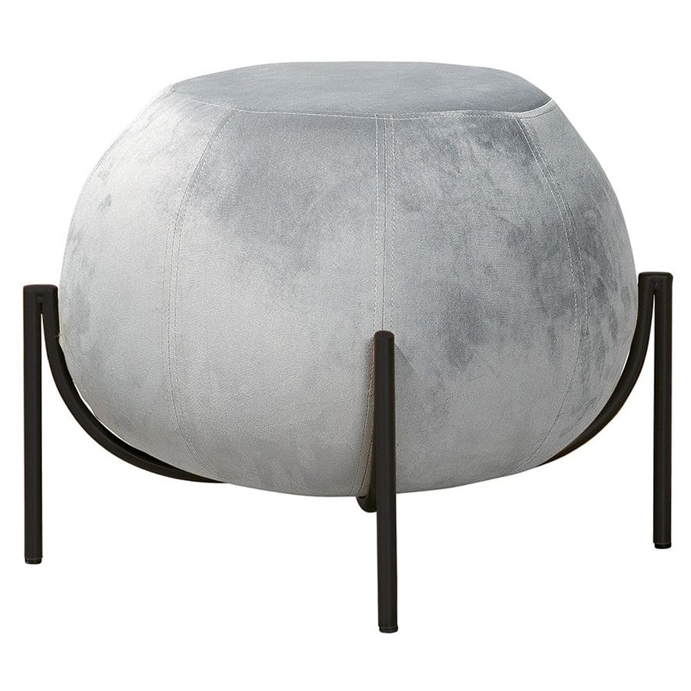Albion Velvet Stool With Metal Frame In Grey
