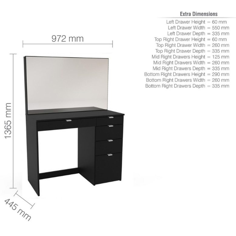Albion Wooden Dressing Table With Mirror And 5 Drawers In White