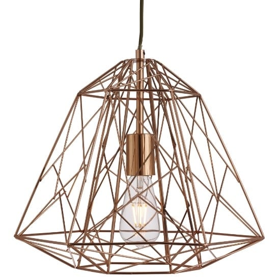 Photo of Albion ceiling pendant light in copper geometric cage frame