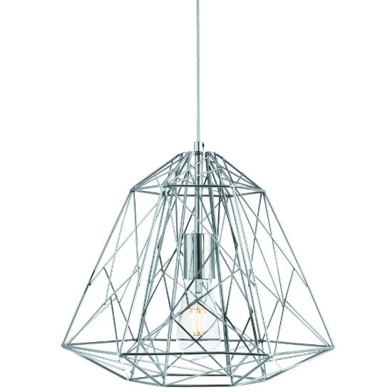 Albion Ceiling Pendant Light In Chrome Geometric Cage Frame