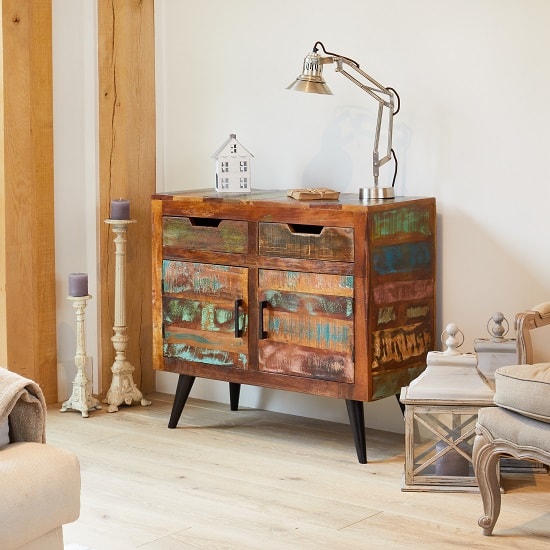 Albion Wooden Sideboard Small In Reclaimed Wood With 2 Doors_3
