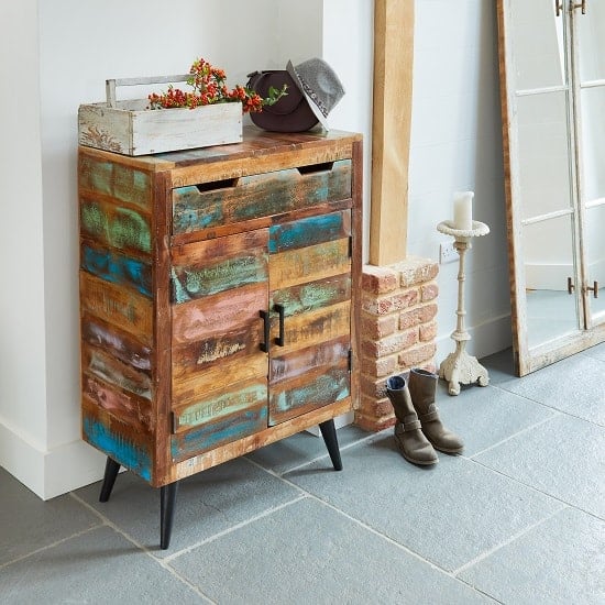 Read more about Albion wooden shoe storage cabinet in reclaimed wood