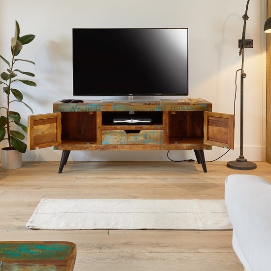 Albion Wooden TV Stand Rectangular In Reclaimed Wooden_2