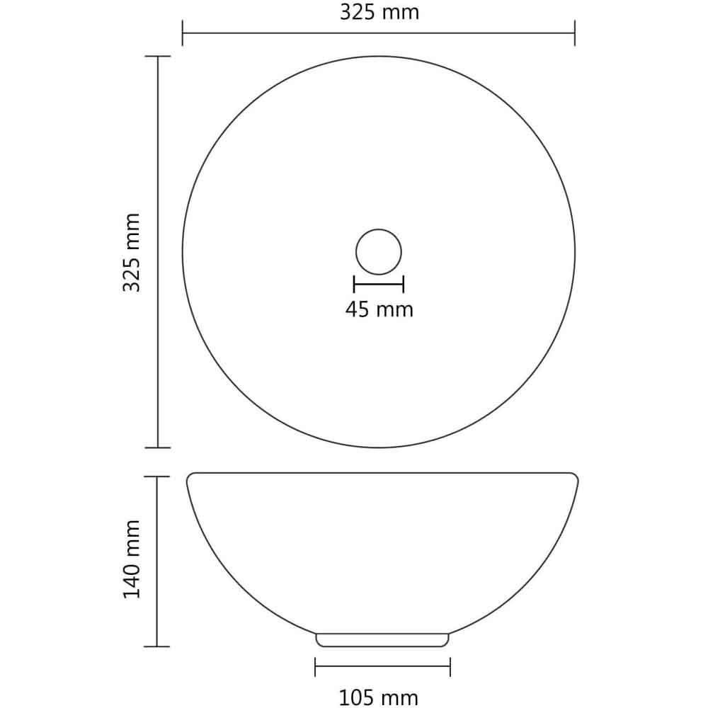Albuquerque Round Countertop Basin Without Waste 325mm Wide 0TH - Dark Grey