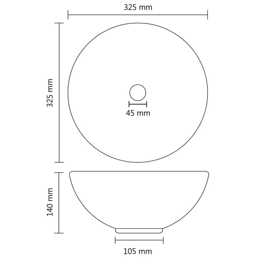 Albuquerque Round Countertop Basin Without Waste 325mm Wide 0TH - White