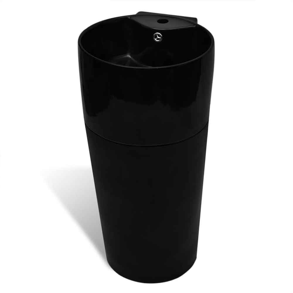 Albuquerque Freestanding Round Basin WIth Overflow - Black