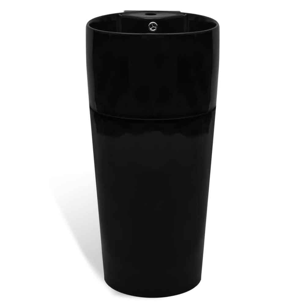 Albuquerque Freestanding Round Basin WIth Overflow - Black