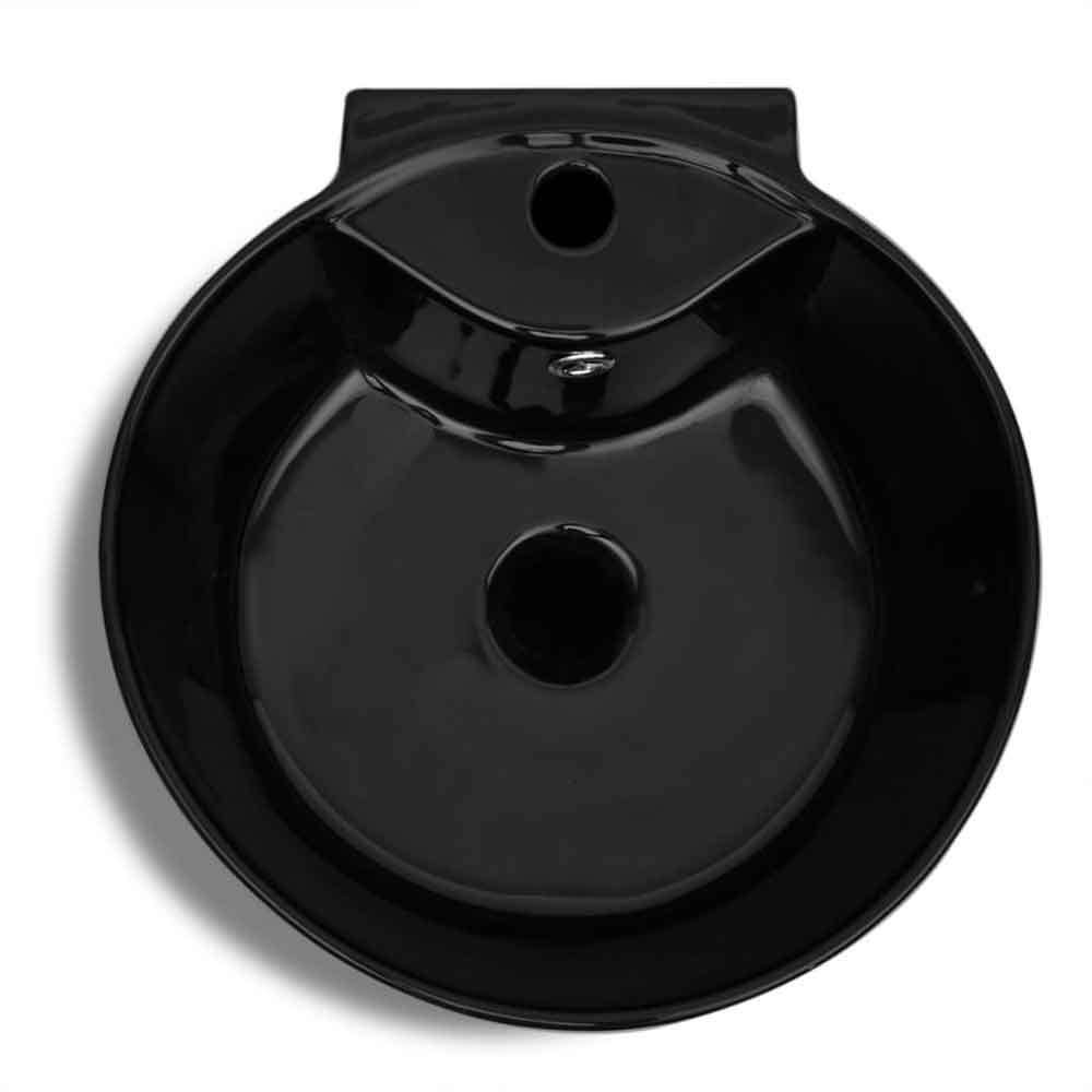 Albuquerque Freestanding Round Basin WIth Overflow - Black