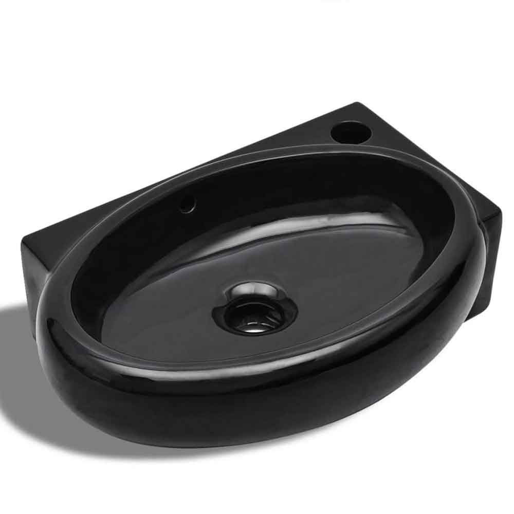 Albuquerque Oval Wall Hung Basin Without Waste 410mm Wide 1TH - Black