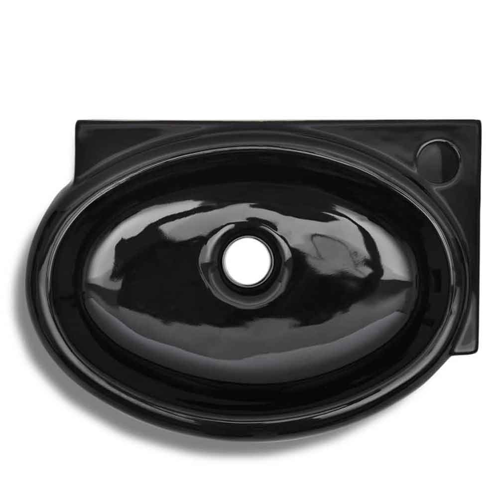 Albuquerque Oval Wall Hung Basin Without Waste 410mm Wide 1TH - Black