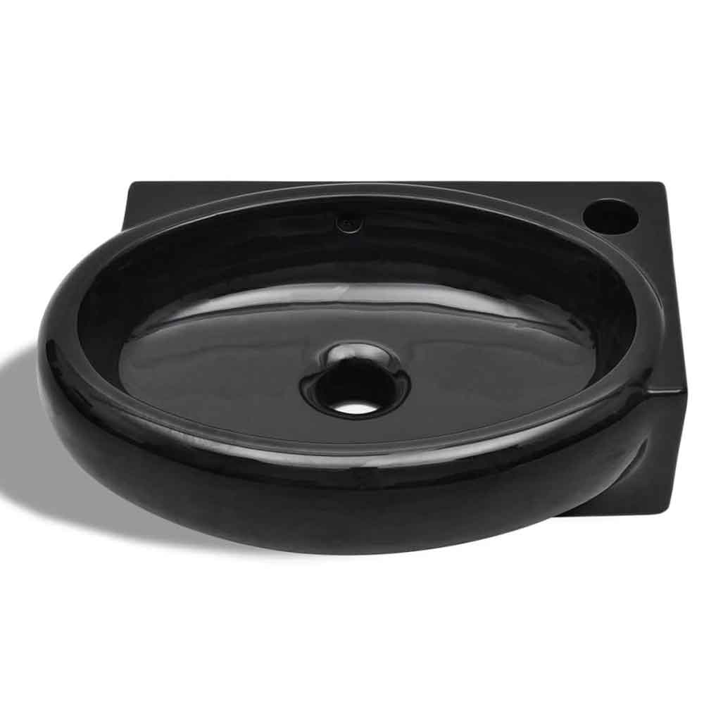 Albuquerque Oval Wall Hung Basin Without Waste 410mm Wide 1TH - Black