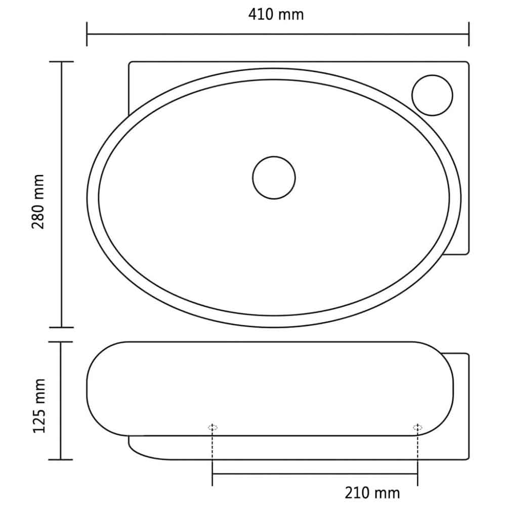 Albuquerque Oval Wall Hung Basin Without Waste 410mm Wide 1TH - Black