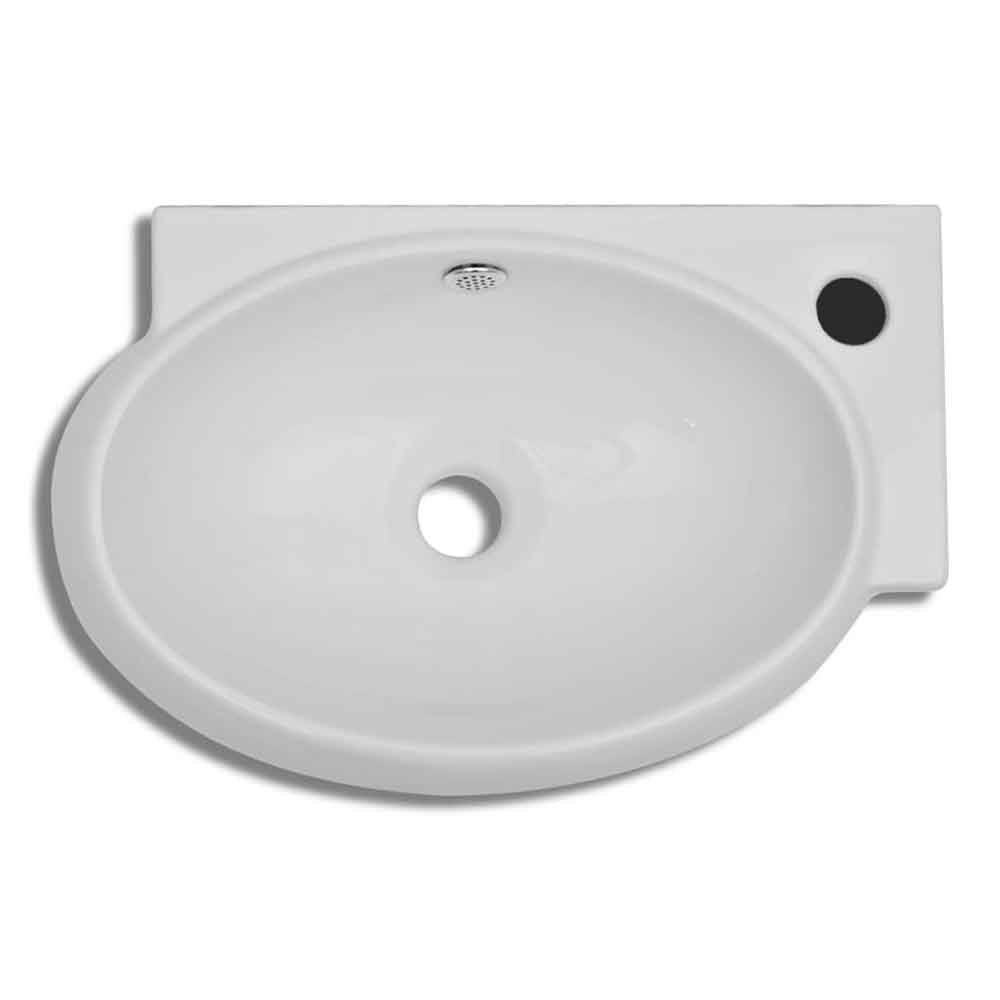 Albuquerque Oval Wall Hung Basin Without Waste 410mm Wide 1TH - White