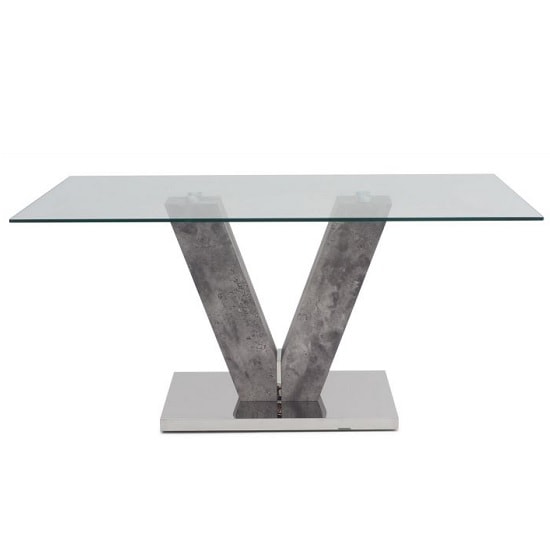 View Densole glass dining table in clear and grey concrete look