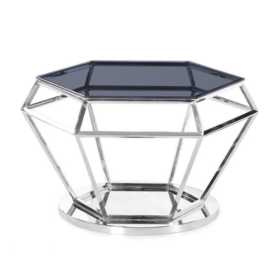 Read more about Albury glass coffee table in smoke with polished steel frame