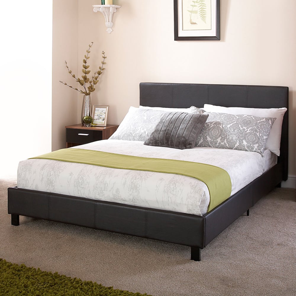 Alcester Faux Leather Small Double Bed In Black