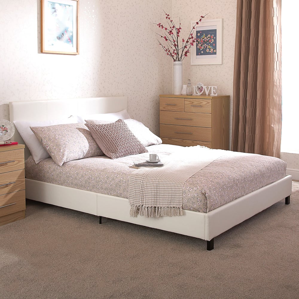 Alcester Faux Leather Small Double Bed In White