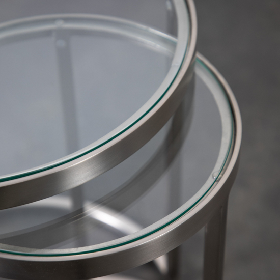 Alcoa Clear Glass Top Nest Of 2 Tables With Silver Metal Frame_3