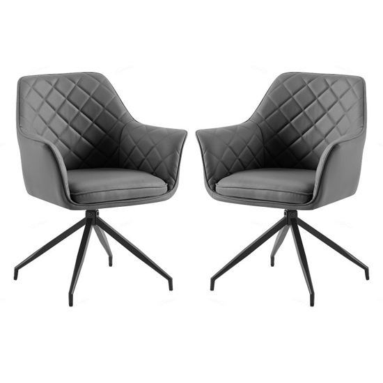 Read more about Alcoa grey faux leather dining chairs in pair