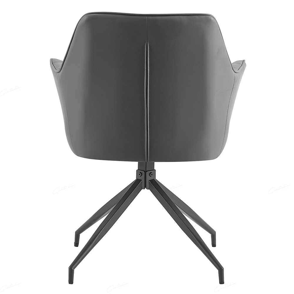 Alcoa Grey PU Leather Dining Chairs With Black Legs In Pair