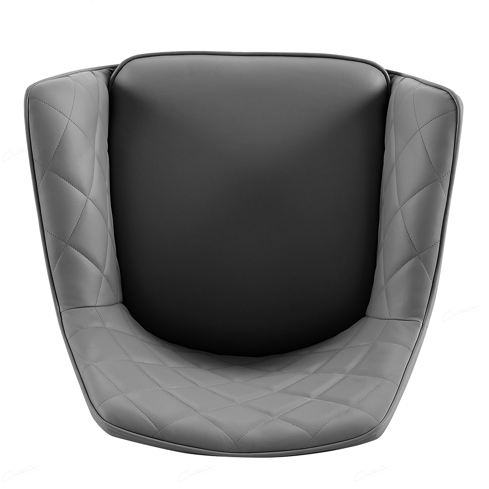 Alcoa Grey PU Leather Dining Chairs With Black Legs In Pair