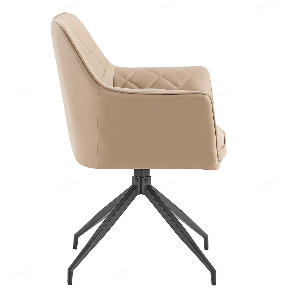 Alcoa Mink PU Leather Dining Chairs With Black Legs In Pair