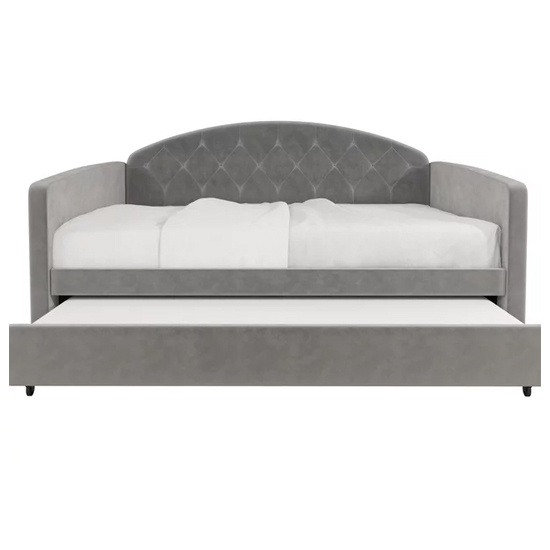 Alcoa Velvet Daybed With Guest Bed In Light Grey