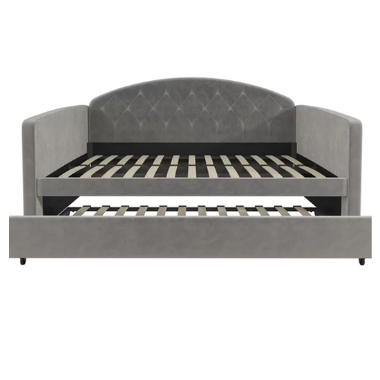 Alcoa Velvet Daybed With Guest Bed In Light Grey
