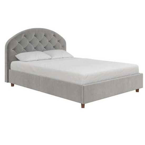 Alcoa Velvet Double Bed In Light Grey