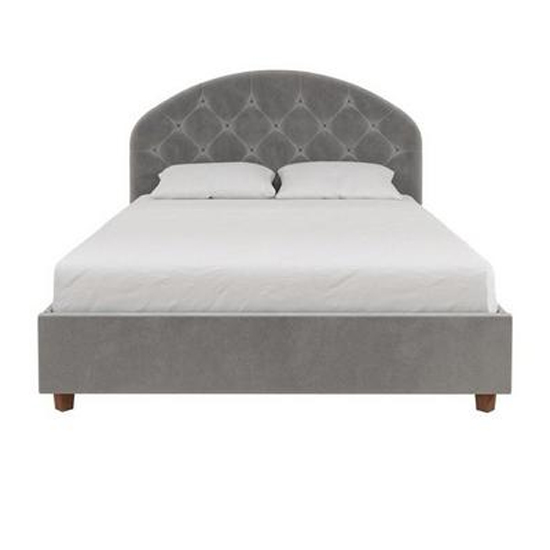 Alcoa Velvet Double Bed In Light Grey