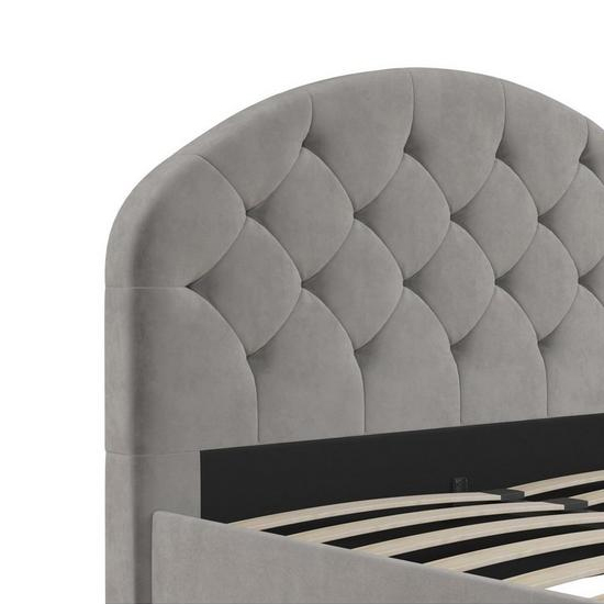 Alcoa Velvet Double Bed In Light Grey