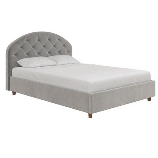 Alcoa Velvet King Size Bed In Light Grey