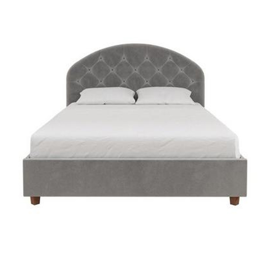Alcoa Velvet King Size Bed In Light Grey