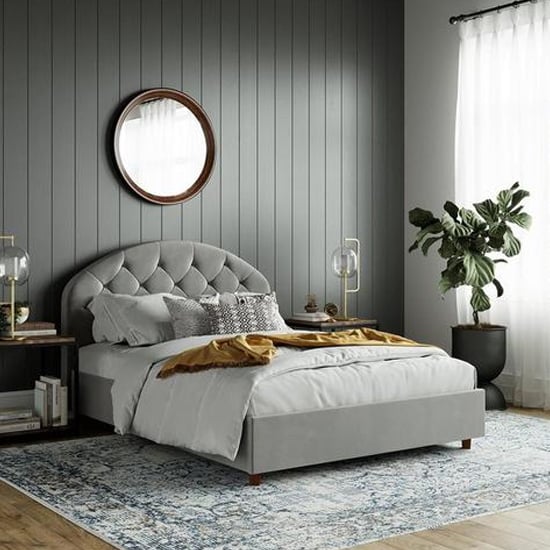 Read more about Alcoa velvet king size bed in light grey