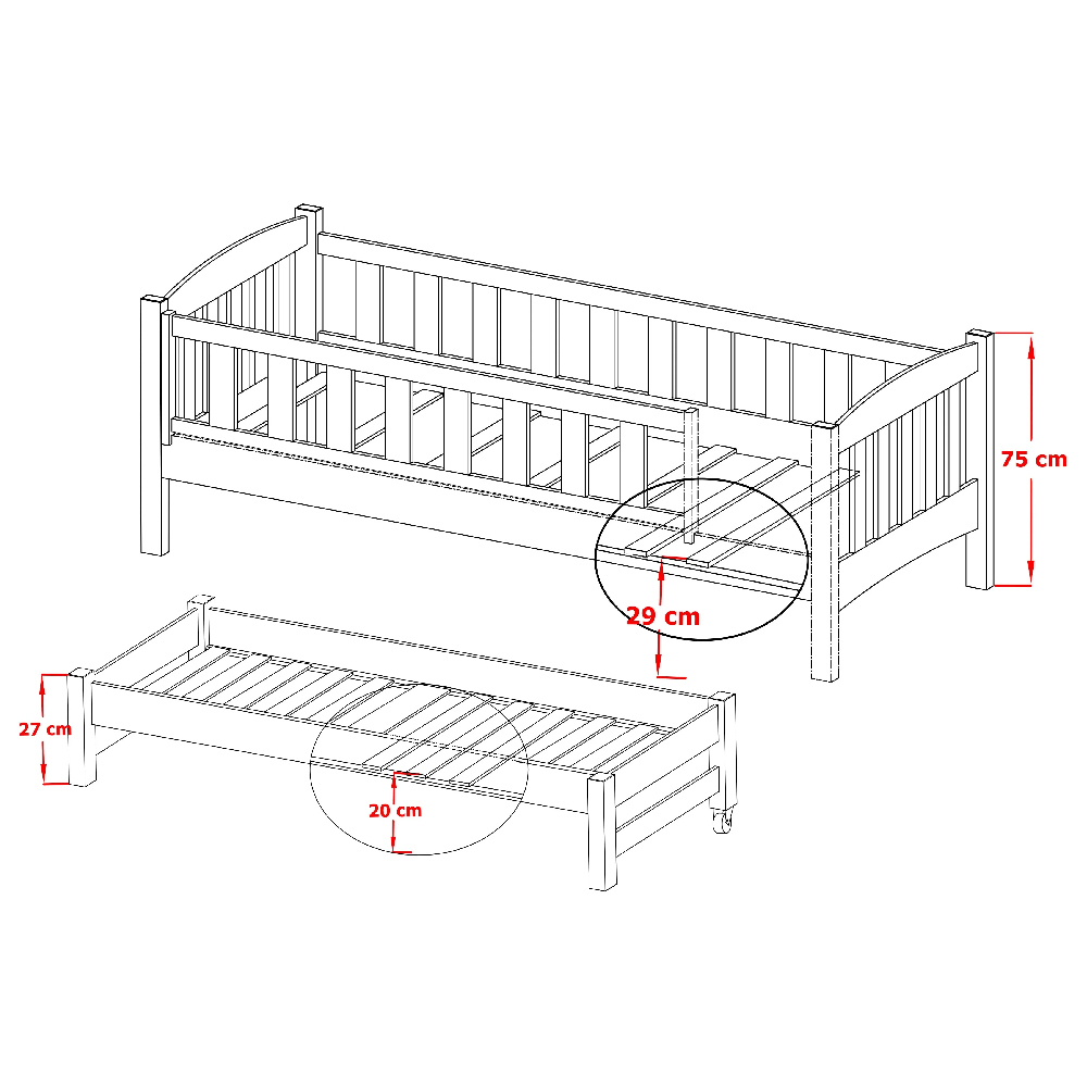Alcoa Wooden Day Bed Without Mattress And Trundle In White