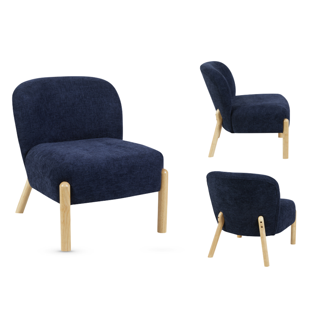 Alcor Fabric Accent Chair with Oak Legs in Denim Blue