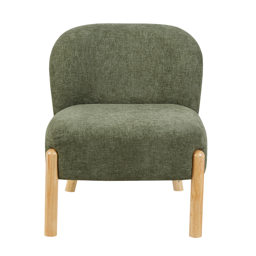 Alcor Fabric Accent Chair with Oak Legs in Moss Green