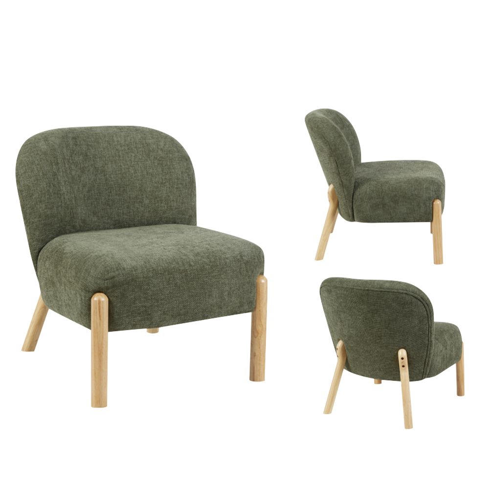 Alcor Fabric Accent Chair with Oak Legs in Moss Green