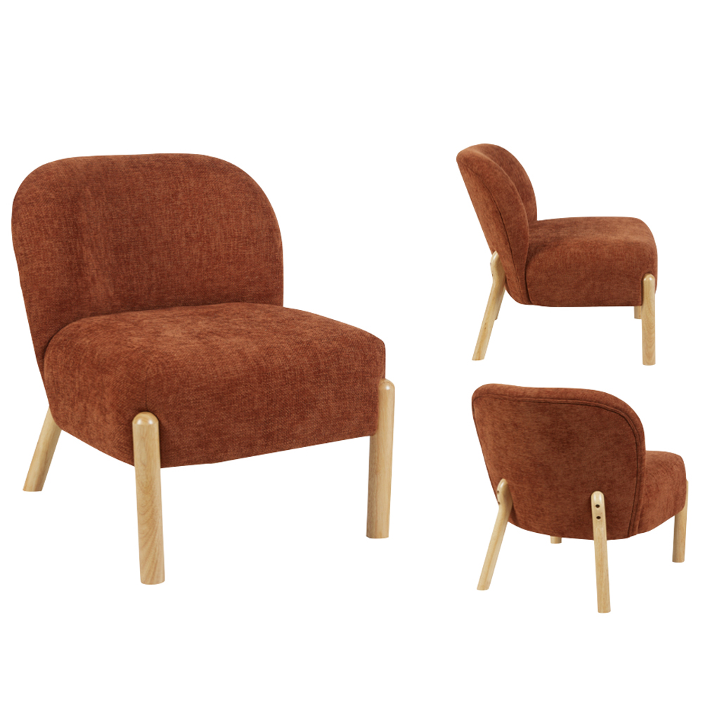 Alcor Fabric Accent Chair with Oak Legs in Rust