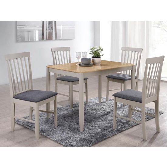 Photo of Alcor fixed dining set with 4 stone grey chairs