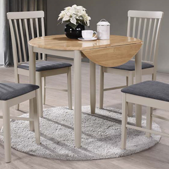 Product photograph of Alcor Round Drop Leaf Dining Set With 2 Chairs from Furniture in Fashion