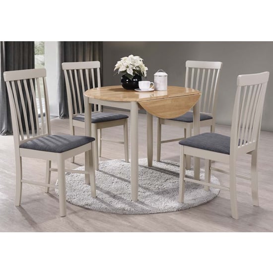 Read more about Alcor round drop leaf dining set with 4 chairs