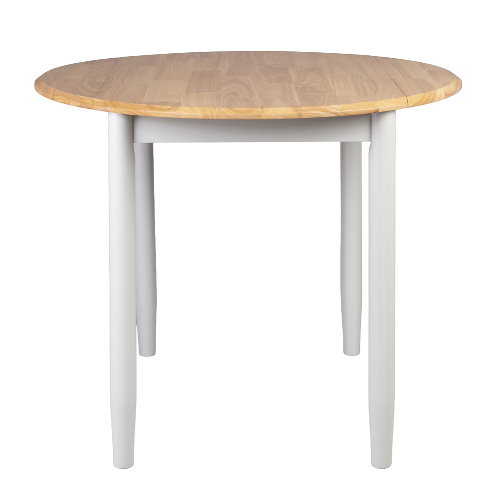 Alcor Round Wooden Drop Leaf Dining Table With 4 Chairs In Oak And Grey