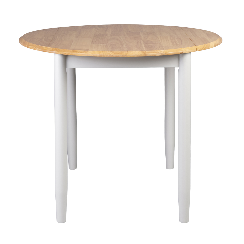 Alcor Round Wooden Drop Leaf Dining Table In Oak And Grey