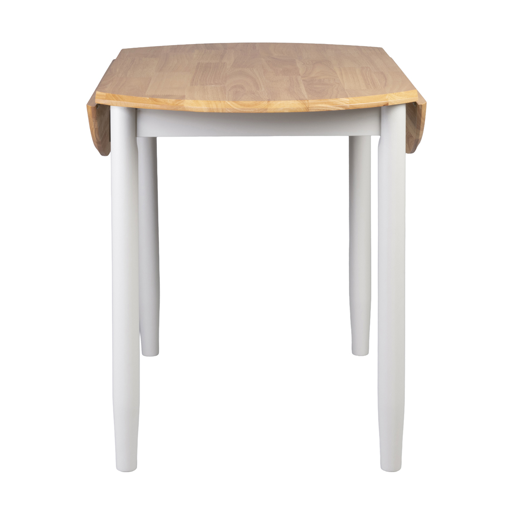 Alcor Round Wooden Drop Leaf Dining Table In Oak And Grey
