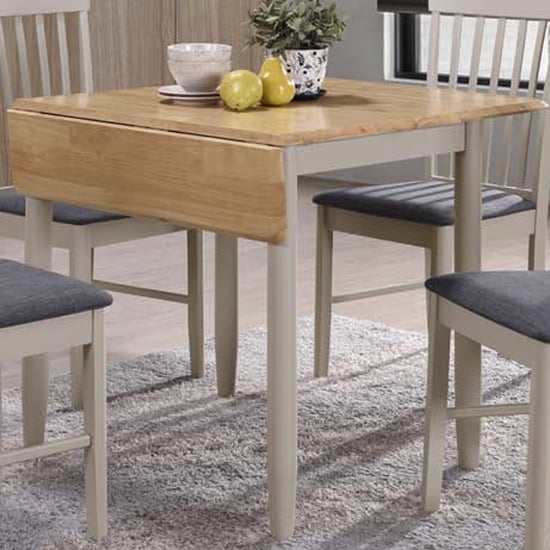 Photo of Alcor square drop leaf dining table in stone grey and oak