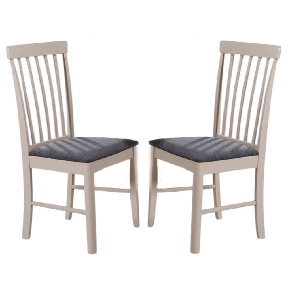 Alcor Stone Grey Wooden Dining Chairs With Fabric Seat In Pair