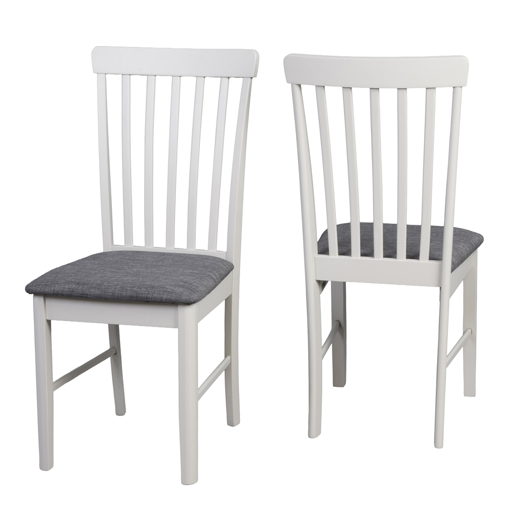Alcor Stone Grey Wooden Dining Chairs With Fabric Seat In Pair